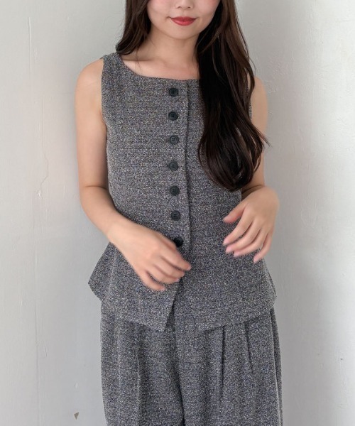 archives（アルシーヴ）の「【ＳＥＴＵＰ対応】ボタンツイードベスト（ベスト・レディース・ブラック/ブラウン・MEDIUM）」の21枚目の写真