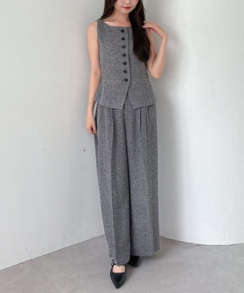 archives（アルシーヴ）の「【ＳＥＴＵＰ対応】ボタンツイードベスト（ベスト・レディース・ブラック/ブラウン・MEDIUM）」の4枚目の写真