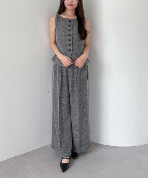 archives（アルシーヴ）の「【ＳＥＴＵＰ対応】ボタンツイードベスト（ベスト・レディース・ブラック/ブラウン・MEDIUM）」の5枚目の写真