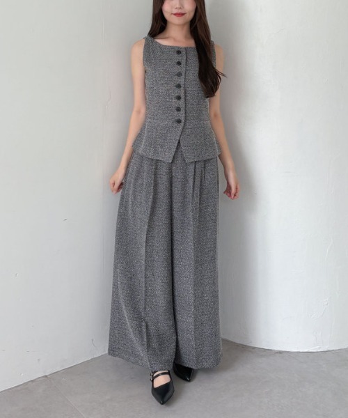 archives（アルシーヴ）の「【ＳＥＴＵＰ対応】ボタンツイードベスト（ベスト・レディース・ブラック/ブラウン・MEDIUM）」の6枚目の写真