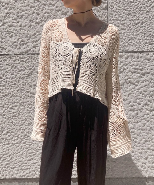 pois メッシュカーディガン　ホワイト Drawer - 新品poisポワdoublemeshCardigaダブルメッシュ