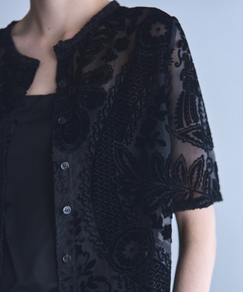 Muel Chic(ミュエルシック)の「Leaf sheer cardigan リーフシアカーディガン(カーディガン/ボレロ・レディース・マルーン/マスタード/ベージュ/ブラック・FREE)」の15枚目の写真
