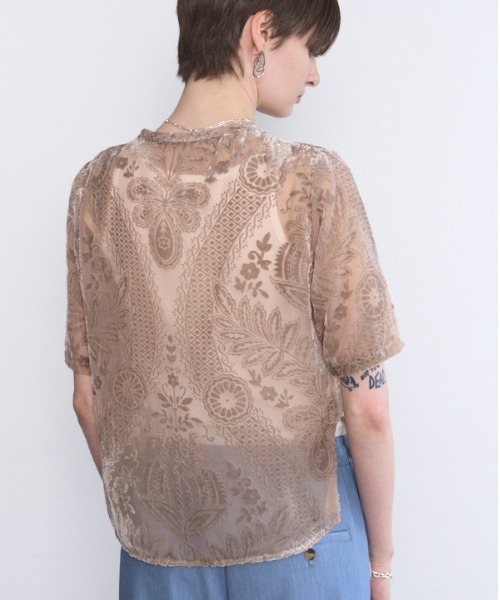 Muel Chic(ミュエルシック)の「Leaf sheer cardigan リーフシアカーディガン(カーディガン/ボレロ・レディース・マルーン/マスタード/ベージュ/ブラック・FREE)」の16枚目の写真