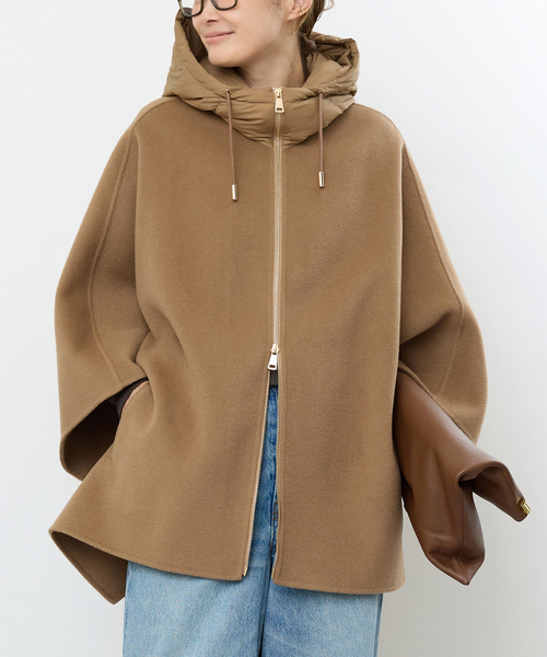 フード付きブラウンポンチョ　Deuxieme Classe MY WHITE/マイホワイト】CAPE（ポンチョ）｜Deuxieme Classe