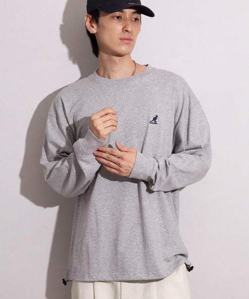 KANGOL(カンゴール)の「【KANGOL/カンゴール】別注 天竺ロゴ刺繍 ロングスリーブ クルーネック Tシャツ(Tシャツ/カットソー・メンズ・ホワイト/ブラウン/ネイビー/ブラック/杢グレー・M/L/XL)」の3枚目の写真