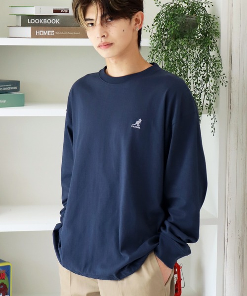 KANGOL(カンゴール)の「【KANGOL/カンゴール】別注 天竺ロゴ刺繍 ロングスリーブ クルーネック Tシャツ(Tシャツ/カットソー・メンズ・ホワイト/ブラウン/ネイビー/ブラック/杢グレー・M/L/XL)」の5枚目の写真