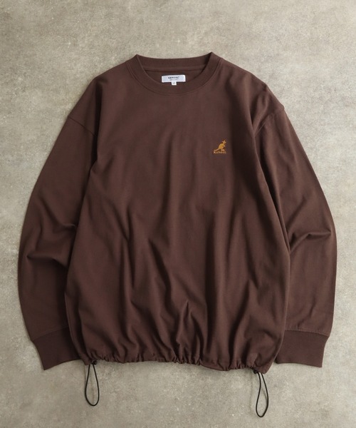 KANGOL(カンゴール)の「【KANGOL/カンゴール】別注 天竺ロゴ刺繍 ロングスリーブ クルーネック Tシャツ(Tシャツ/カットソー・メンズ・ホワイト/ブラウン/ネイビー/ブラック/杢グレー・M/L/XL)」の4枚目の写真