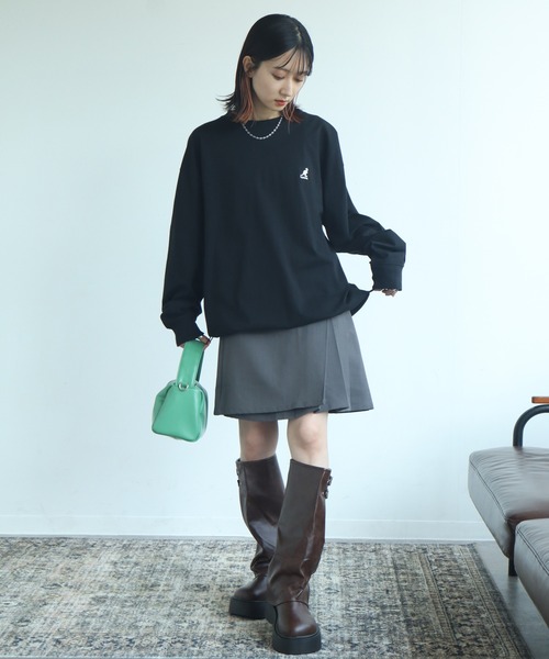 KANGOL(カンゴール)の「【KANGOL/カンゴール】別注 天竺ロゴ刺繍 ロングスリーブ クルーネック Tシャツ(Tシャツ/カットソー・メンズ・ホワイト/ブラウン/ネイビー/ブラック/杢グレー・M/L/XL)」の8枚目の写真