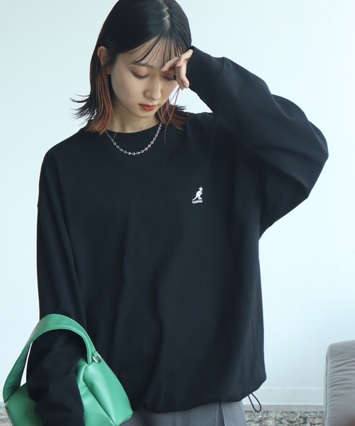 KANGOL(カンゴール)の「【KANGOL/カンゴール】別注 天竺ロゴ刺繍 ロングスリーブ クルーネック Tシャツ(Tシャツ/カットソー・メンズ・ホワイト/ブラウン/ネイビー/ブラック/杢グレー・M/L/XL)」の7枚目の写真