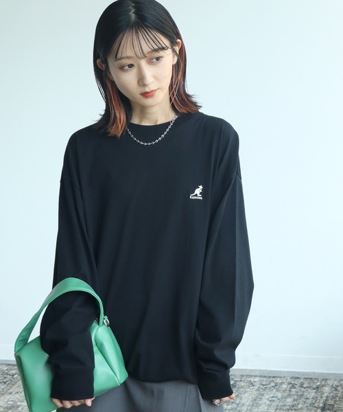 KANGOL(カンゴール)の「【KANGOL/カンゴール】別注 天竺ロゴ刺繍 ロングスリーブ クルーネック Tシャツ(Tシャツ/カットソー・メンズ・ホワイト/ブラウン/ネイビー/ブラック/杢グレー・M/L/XL)」の6枚目の写真