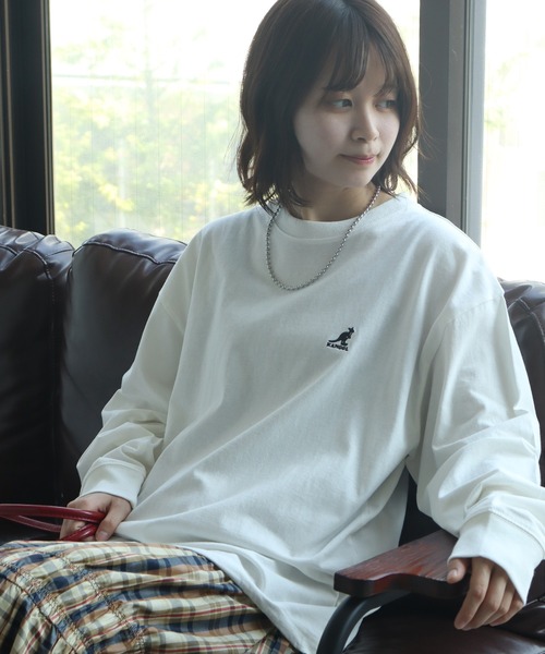 KANGOL(カンゴール)の「【KANGOL/カンゴール】別注 天竺ロゴ刺繍 ロングスリーブ クルーネック Tシャツ(Tシャツ/カットソー・メンズ・ホワイト/ブラウン/ネイビー/ブラック/杢グレー・M/L/XL)」の22枚目の写真