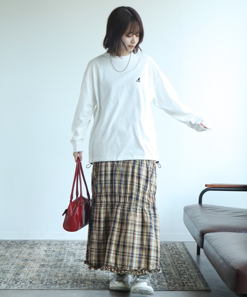 KANGOL(カンゴール)の「【KANGOL/カンゴール】別注 天竺ロゴ刺繍 ロングスリーブ クルーネック Tシャツ(Tシャツ/カットソー・メンズ・ホワイト/ブラウン/ネイビー/ブラック/杢グレー・M/L/XL)」の21枚目の写真