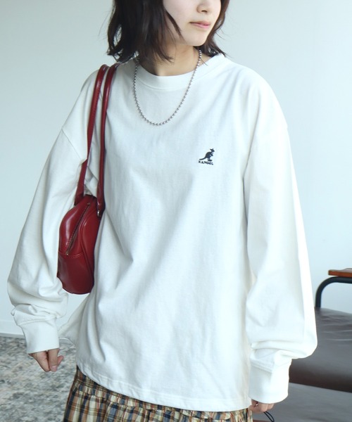 KANGOL(カンゴール)の「【KANGOL/カンゴール】別注 天竺ロゴ刺繍 ロングスリーブ クルーネック Tシャツ(Tシャツ/カットソー・メンズ・ホワイト/ブラウン/ネイビー/ブラック/杢グレー・M/L/XL)」の10枚目の写真