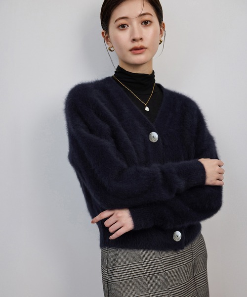 フォックスカシミヤニットカーディガン/イージーケア・アンサンブル