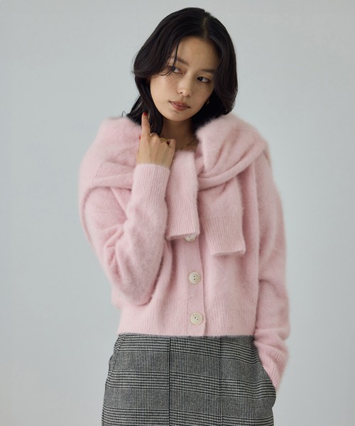 フォックスカシミヤニットカーディガン/イージーケア・アンサンブル