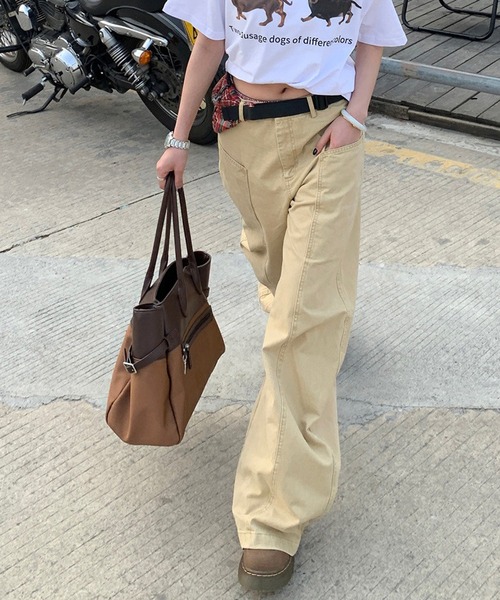 HALEY PESCA（ヘーリーペスカ）の「HALEY PESCA/ワイドレッグ　バギーシルエットパンツ（その他パンツ・レディース・ベージュ/ブラック・MEDIUM/SMALL）」の11枚目の写真