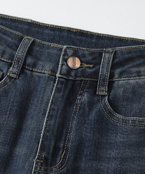 Teem Store（チームストア）の「美脚ストレッチフレアブーツカットデニムパンツ（デニムパンツ・レディース・ブルー/ブラック・M/L）」の5枚目の写真