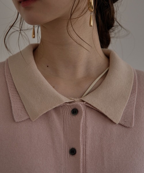 mideal(マイディール)の「layered loose knit shirt / レイヤードルーズニットシャツ(カーディガン/ボレロ・レディース・ブラウン/ピンク・FREE)」の13枚目の写真