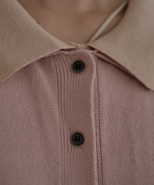mideal(マイディール)の「layered loose knit shirt / レイヤードルーズニットシャツ(カーディガン/ボレロ・レディース・ブラウン/ピンク・FREE)」の8枚目の写真