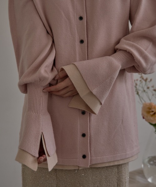 mideal(マイディール)の「layered loose knit shirt / レイヤードルーズニットシャツ(カーディガン/ボレロ・レディース・ブラウン/ピンク・FREE)」の12枚目の写真