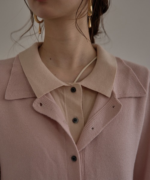 mideal(マイディール)の「layered loose knit shirt / レイヤードルーズニットシャツ(カーディガン/ボレロ・レディース・ブラウン/ピンク・FREE)」の14枚目の写真