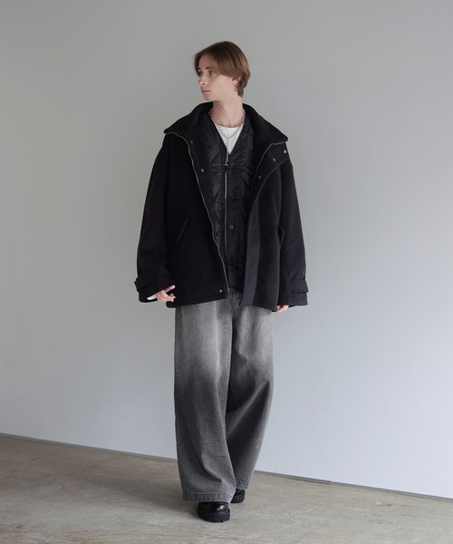 80's 90's vintage オーバーサイズ ショート ブルゾン y2k ウールミックスオーバーサイズショートモッズブルゾン（ブルゾン