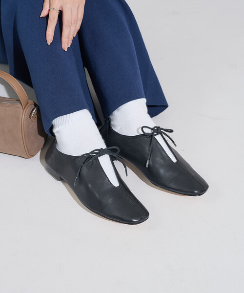 FREAK'S STORE（フリークスストア）の「SOFI/ソフィー リボン フラットレザーシューズ/ 紐付き バレエシューズ（バレエシューズ・レディース・ブラック/ブラウン/シルバー・38/36/37）」の6枚目の写真