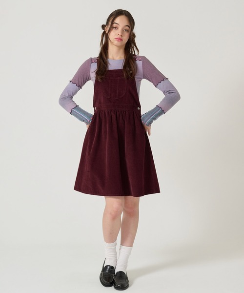 TINA：JOJUN（ティーナジョジュン）の「細コーデュロイ サロペスカート TINA：JOJUN（ジャンパースカート・レディース・ブラック/ボルドー・M）」の7枚目の写真