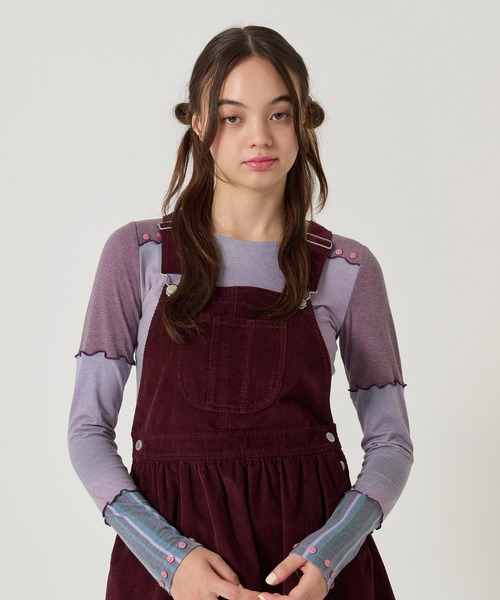 TINA：JOJUN（ティーナジョジュン）の「細コーデュロイ サロペスカート TINA：JOJUN（ジャンパースカート・レディース・ブラック/ボルドー・M）」の8枚目の写真