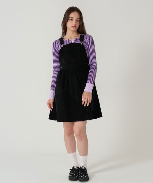 TINA：JOJUN（ティーナジョジュン）の「細コーデュロイ サロペスカート TINA：JOJUN（ジャンパースカート・レディース・ブラック/ボルドー・M）」の10枚目の写真