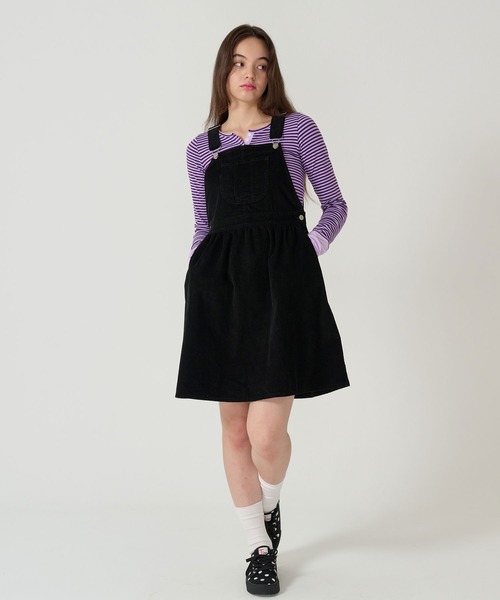 TINA：JOJUN（ティーナジョジュン）の「細コーデュロイ サロペスカート TINA：JOJUN（ジャンパースカート・レディース・ブラック/ボルドー・M）」の11枚目の写真