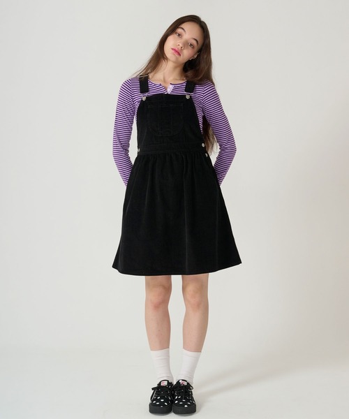 TINA：JOJUN（ティーナジョジュン）の「細コーデュロイ サロペスカート TINA：JOJUN（ジャンパースカート・レディース・ブラック/ボルドー・M）」の13枚目の写真