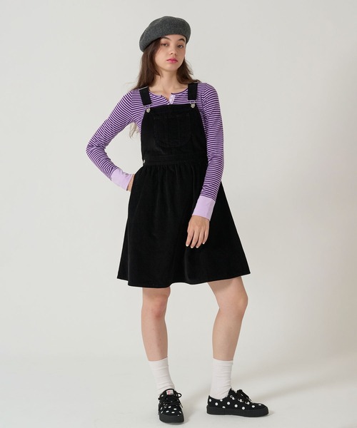 TINA：JOJUN（ティーナジョジュン）の「細コーデュロイ サロペスカート TINA：JOJUN（ジャンパースカート・レディース・ブラック/ボルドー・M）」の14枚目の写真