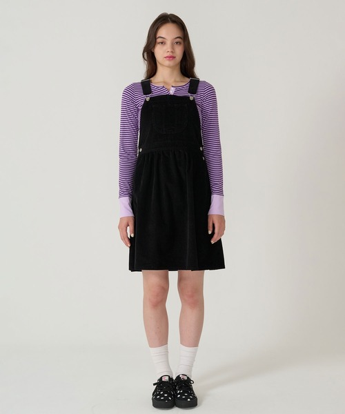 TINA：JOJUN（ティーナジョジュン）の「細コーデュロイ サロペスカート TINA：JOJUN（ジャンパースカート・レディース・ブラック/ボルドー・M）」の19枚目の写真