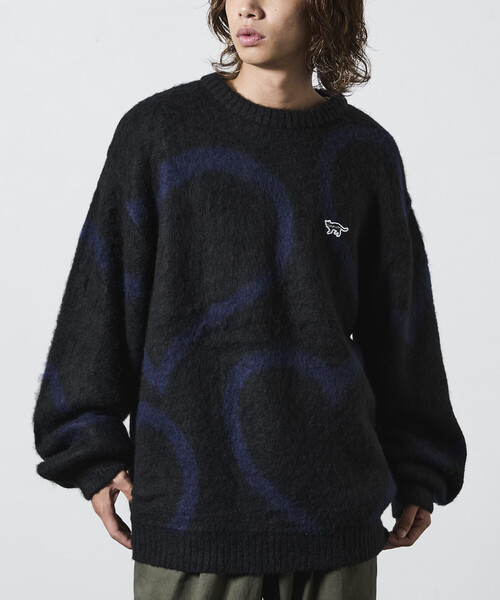 FREAK'S STORE(フリークスストア)の「限定展開 CHOW DOWN/チャウダウン リラックスフィット ジャカード クルーネック モヘアタッチ シャギーニット / ハートモチーフ(ニット/セーター・メンズ・ブラック/ブラウン/チャコールグレー・MEDIUM/SMALL/LARGE)」の9枚目の写真
