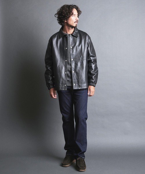 セール】LAMB LEATHER COACH JKT:ラムレザー コーチジャケット