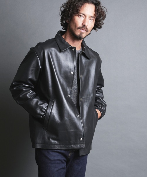 セール】LAMB LEATHER COACH JKT:ラムレザー コーチジャケット