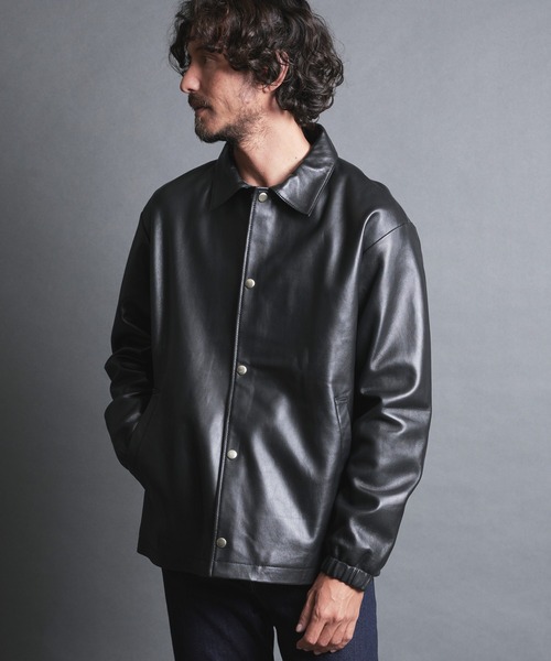 セール】LAMB LEATHER COACH JKT:ラムレザー コーチジャケット