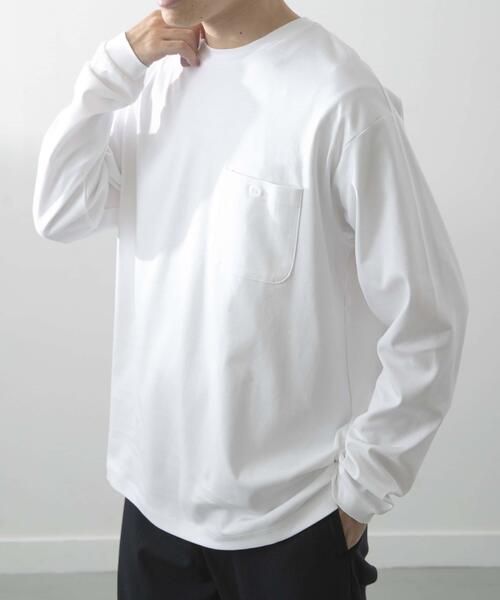 ITEMS URBANRESEARCH(アイテムズ アーバンリサーチ)の「Fine Cotton クルーネック カットソー(Tシャツ/カットソー・メンズ・ホワイト/ブラック・LARGE/MEDIUM)」の5枚目の写真