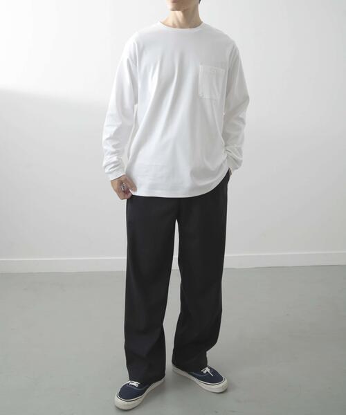 ITEMS URBANRESEARCH(アイテムズ アーバンリサーチ)の「Fine Cotton クルーネック カットソー(Tシャツ/カットソー・メンズ・ホワイト/ブラック・LARGE/MEDIUM)」の8枚目の写真