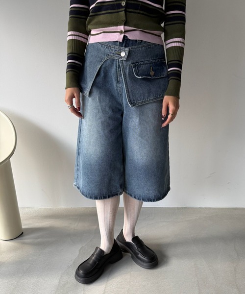 SANSeLF（サンセルフ）の「【SANSeLF】レイヤードウエストデニムワイドハーフパンツ saw25a048（デニムパンツ・レディース・ブルー・FREE）」の13枚目の写真