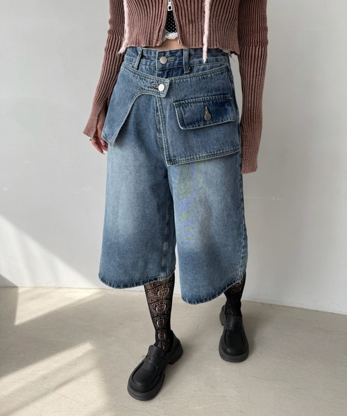 SANSeLF（サンセルフ）の「【SANSeLF】レイヤードウエストデニムワイドハーフパンツ saw25a048（デニムパンツ・レディース・ブルー・FREE）」の16枚目の写真