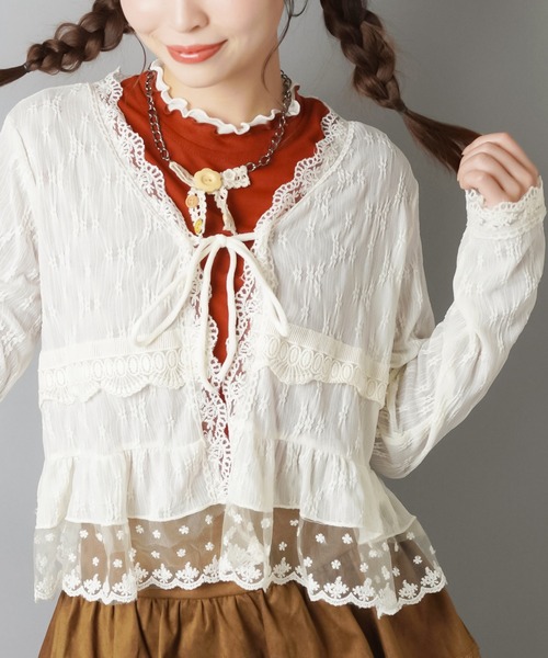 SPINNS(スピンズ)の「レースボレロカーディガン/2段/NEO森ガール(カーディガン/ボレロ・レディース・アイボリー・ONESIZE)」の1枚目の写真