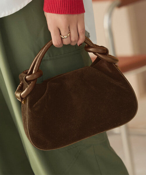 ショルダーベルト付きスエードタッチバッグ（ハンドバッグ）｜KOBE