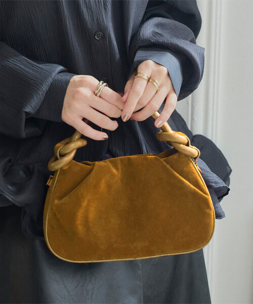 セール】ショルダーベルト付きスエードタッチバッグ（ハンドバッグ