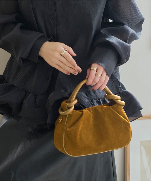 ショルダーベルト付きスエードタッチバッグ（ハンドバッグ）｜KOBE