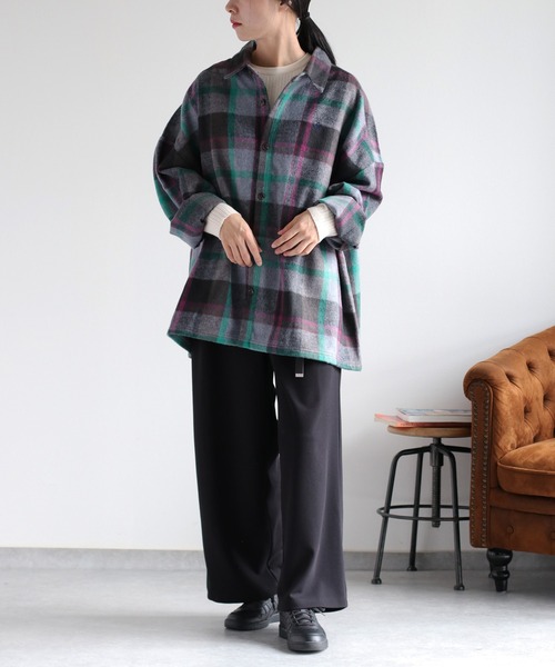 BEVERLY HILLS POLO CLUB】シャギーチェックシャツジャケット（シャツ