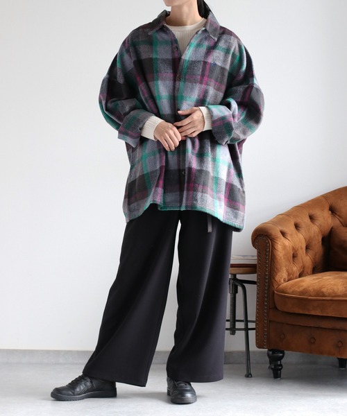 BEVERLY HILLS POLO CLUB】シャギーチェックシャツジャケット（シャツ