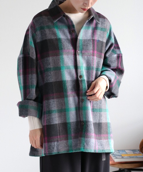 BEVERLY HILLS POLO CLUB】シャギーチェックシャツジャケット（シャツ