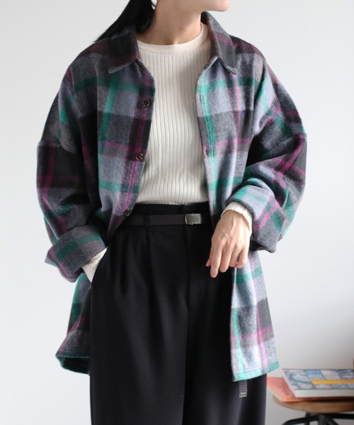 BEVERLY HILLS POLO CLUB】シャギーチェックシャツジャケット（シャツ